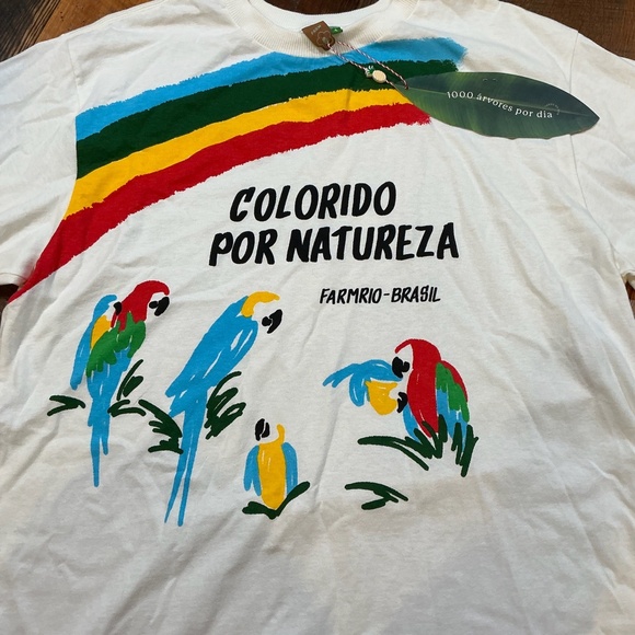 FARM Rio “Colorido Por Natureza” Parrot Graphic Tee Off White Size M NWT - Picture 4 of 12